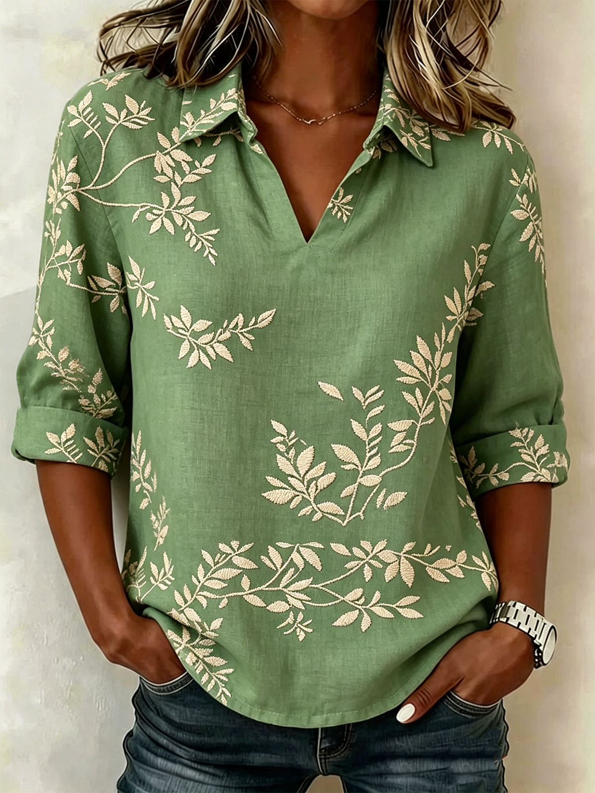 Vintage Shawl Collar Loose Shirt