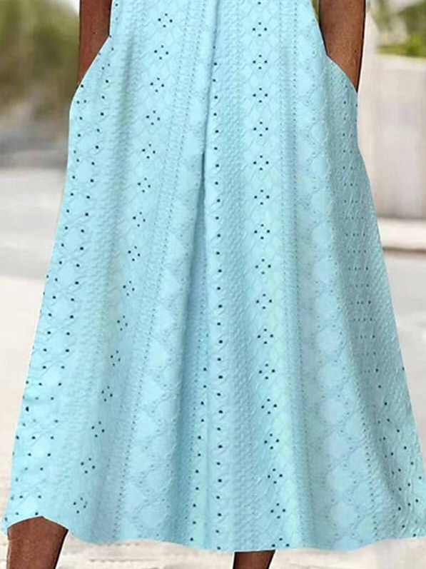 Women's Polka Dot Print Round Neck Everyday Long Casual Shift Dress