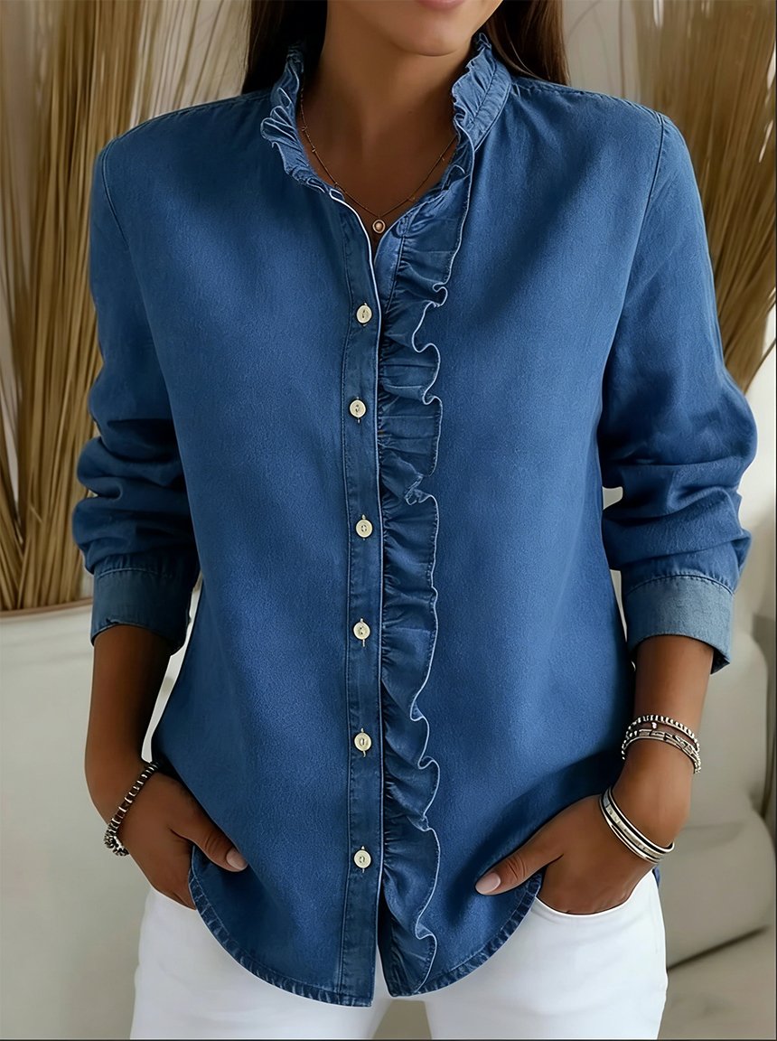 Plain Cotton-Blend Vintage Loose Shirt