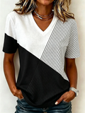Vintage V Neck Loose Jersey T-Shirt