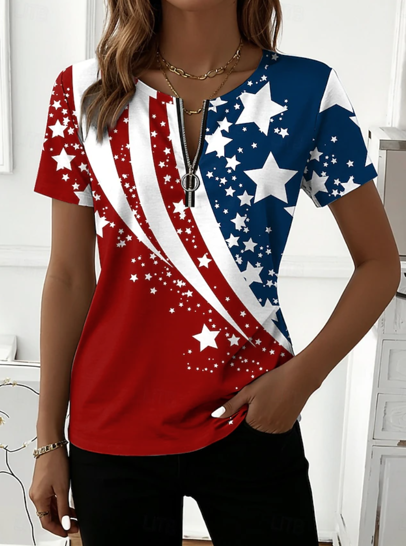 Cotton-Blend Vintage Gradient Pattern Others T-Shirt