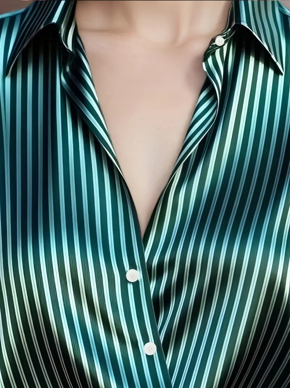 Vintage/Elegant Striped Long Sleeved Shawl Collar Shirt