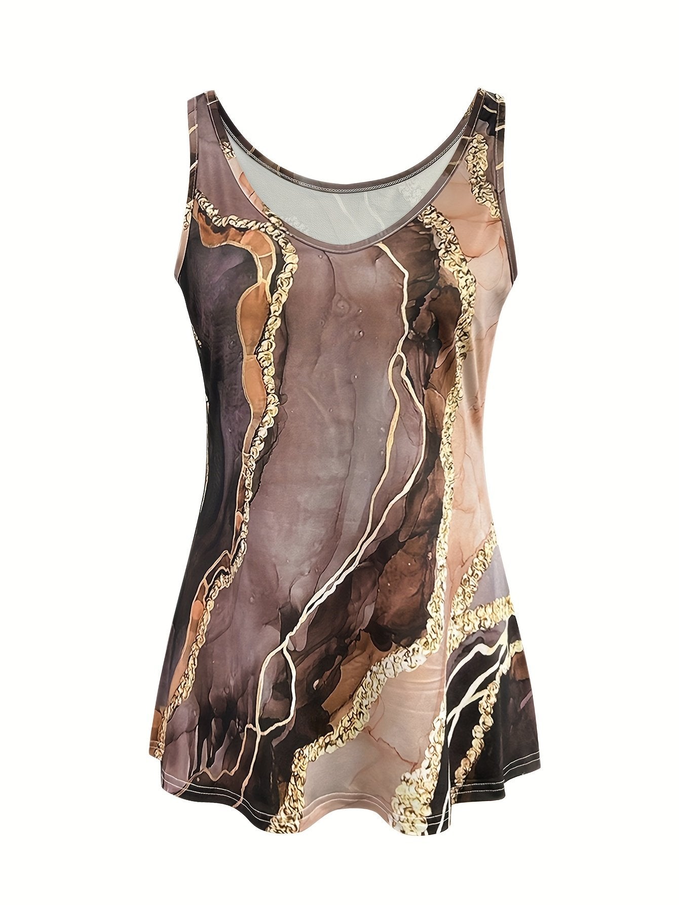 Cotton-Blend Elegant Striped Loose Tank Top