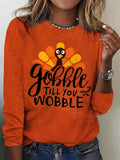 Thanksgiving Turkey and Letter Printed Women's T-shirt