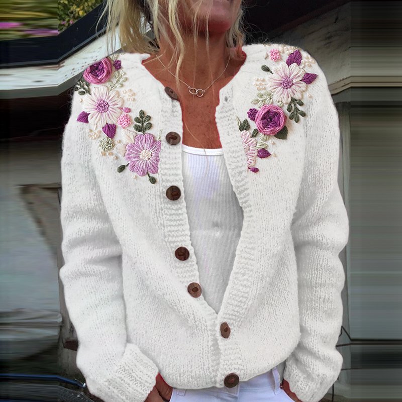 Crew Neck Simple Cardigan