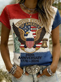 Casual Crew Neck America Flag T-Shirt