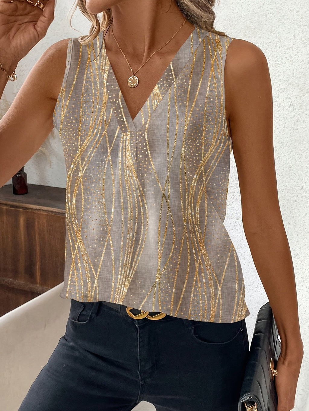 Geometric Casual Cotton Tank Top