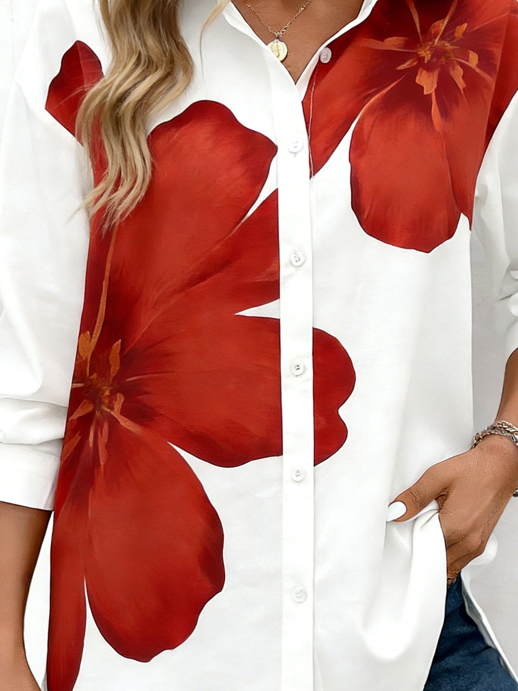 3D Printing Shawl Collar Floral Pattern Street Going Out Casual Shirt