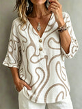 Elegant V Neck Loose Zebra Blouse