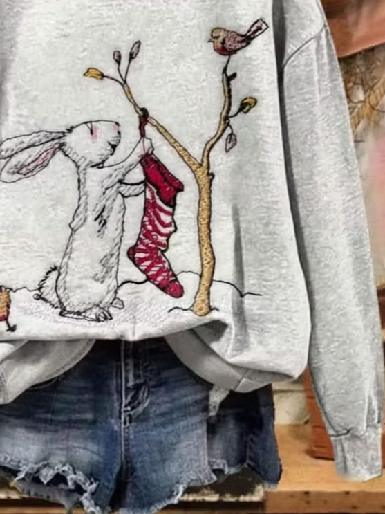 Loose Casual Printing Crew Neck Sweatshirt