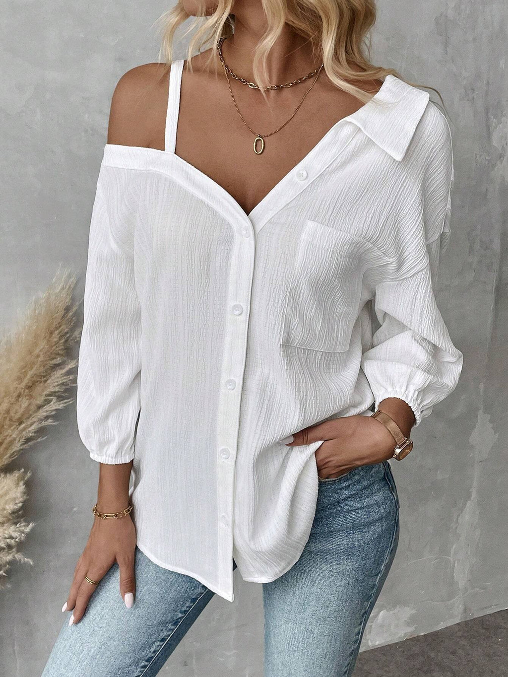 Vintage Plain Loose Linen Blend Shirt