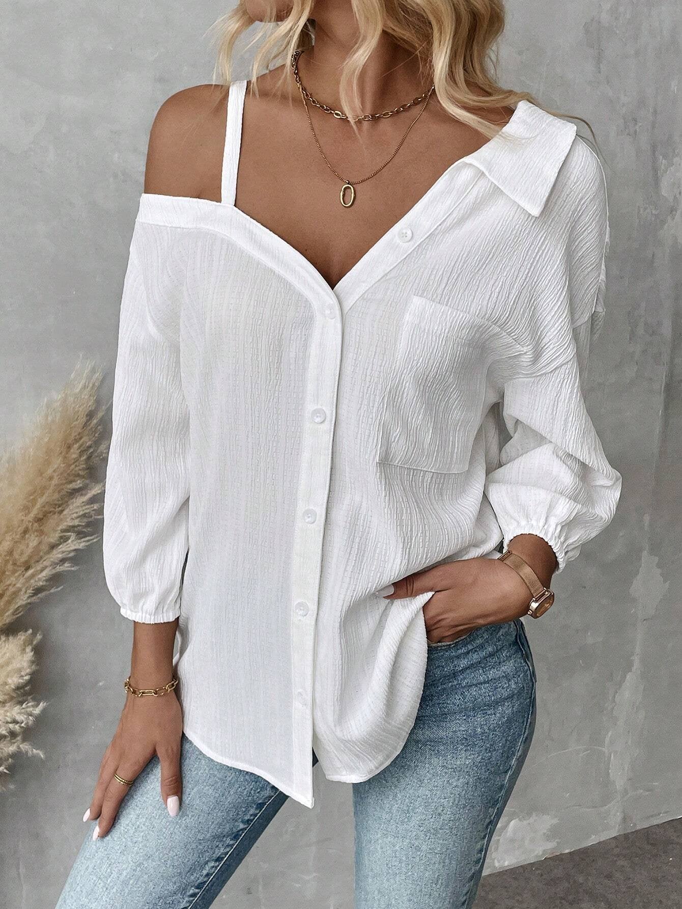 Vintage Plain Loose Linen Blend Shirt
