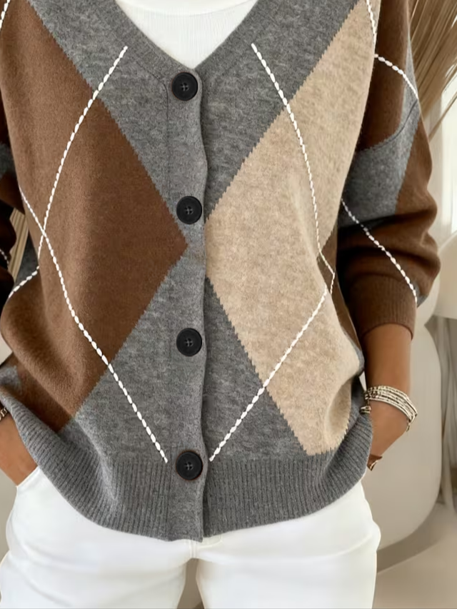 Women's Floral Print Casual V-Neck Cardigan