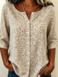 Women's Half Sleeve Shirt Summer Apricot Floral Printing Crew Neck Daily Going Out Casual Top
