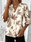 Linen Blend V Neck Elegant Regular Fit Shirt