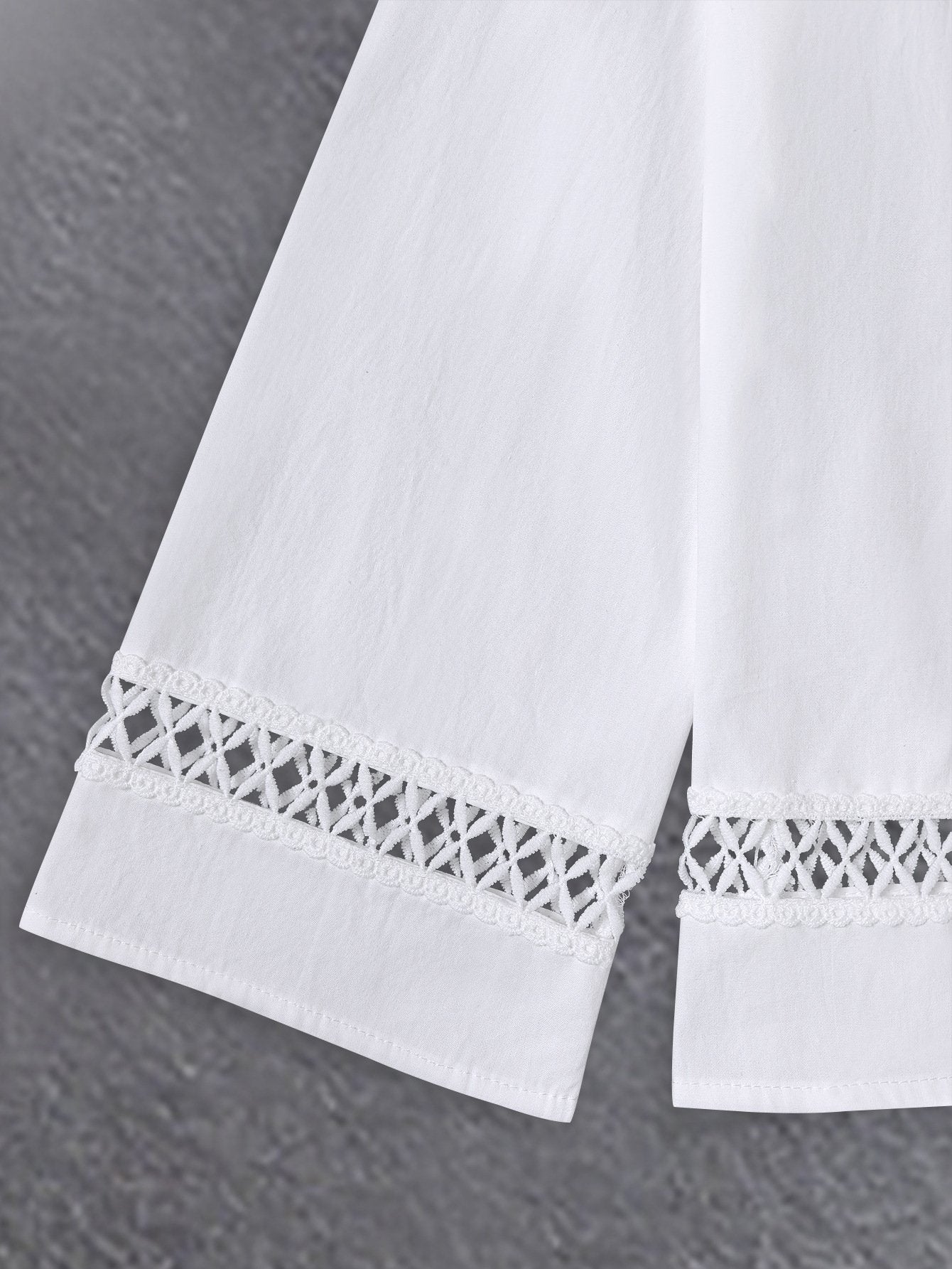 Women's Long Sleeve Shirt Spring/Fall White Floral Split Joint Cotton Crew Neck Daily Going Out Casual Top