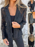 Loose Others Casual Fashionable And Casual Solid Color Lace Suit Blazer