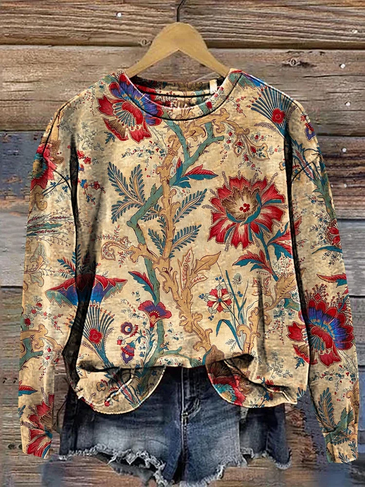 Crew Neck Casual Loose Printing Sweatshirt