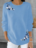 Simple Floral Printing Crew Neck Sweater