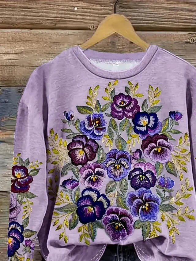 Loose Floral Printing Casual Sweatshirt