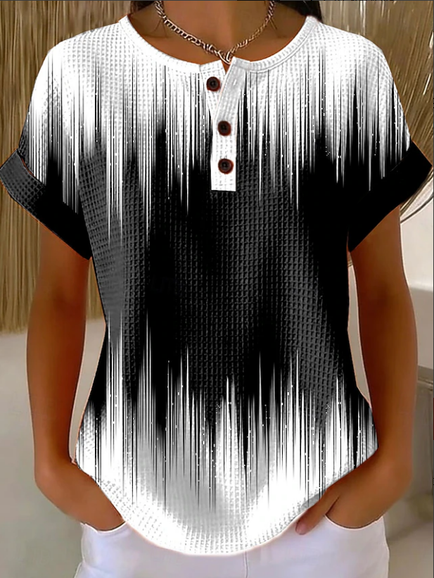 Women's Short Sleeve T-shirt Summer Black Abstract Printing Crew Neck Daily Going Out Vintage Top