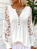 Loose V Neck Elegant Plain T-Shirt