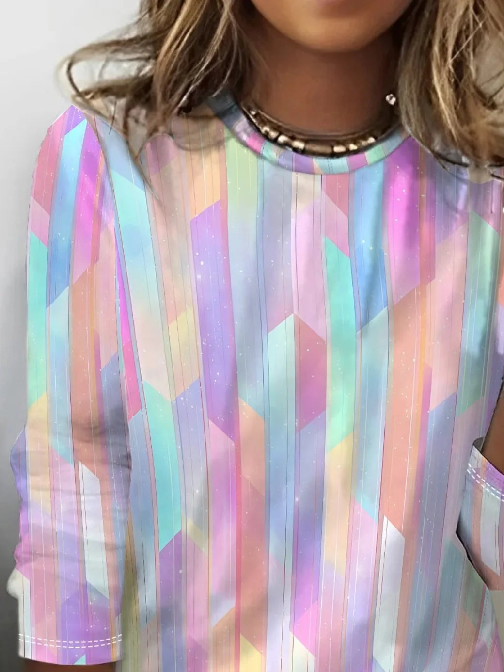 Women's Long Sleeve T-shirt Spring/Fall As Picture Abstract Printing Jersey Crew Neck Daily Going Out Casual Top