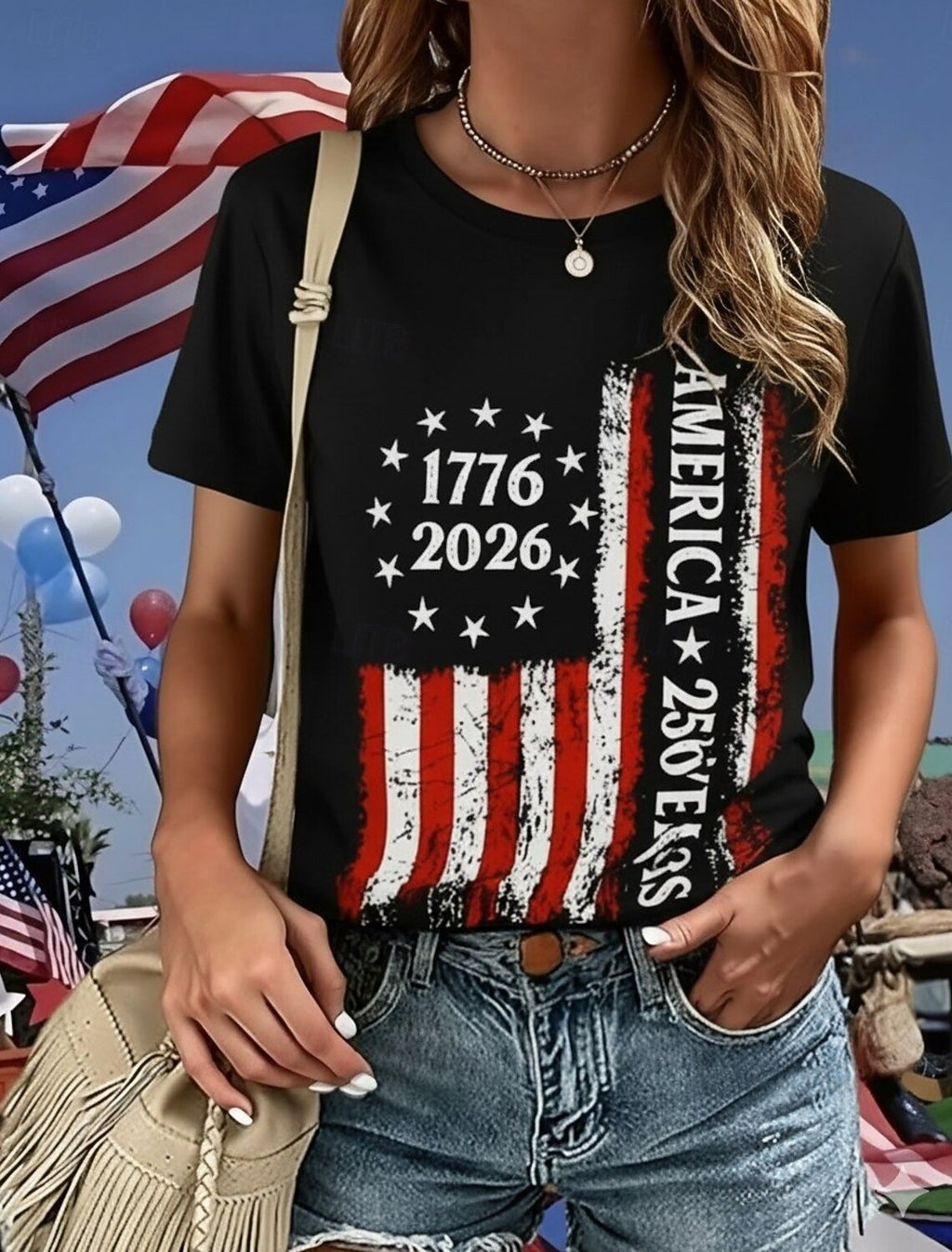 Casual Loose Crew Neck Letter Pattern T-Shirt