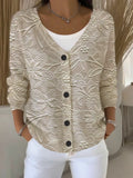 Women's Floral Print Casual Long Sleeve V-Neck Knitted Button Cardigan