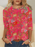 Coconut Tree Crew Neck Casual T-Shirt