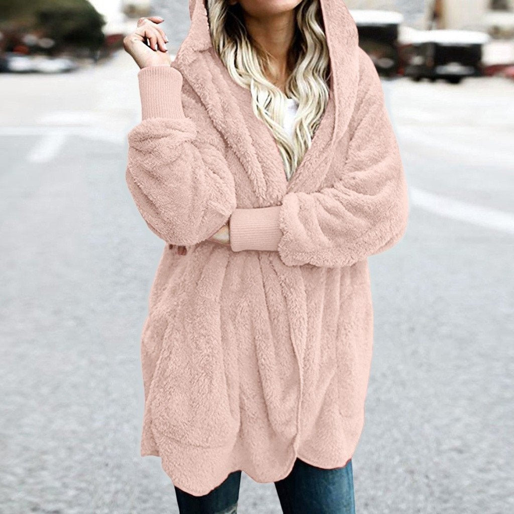 Plain Hoodie Casual Loose Leather & Faux Leather