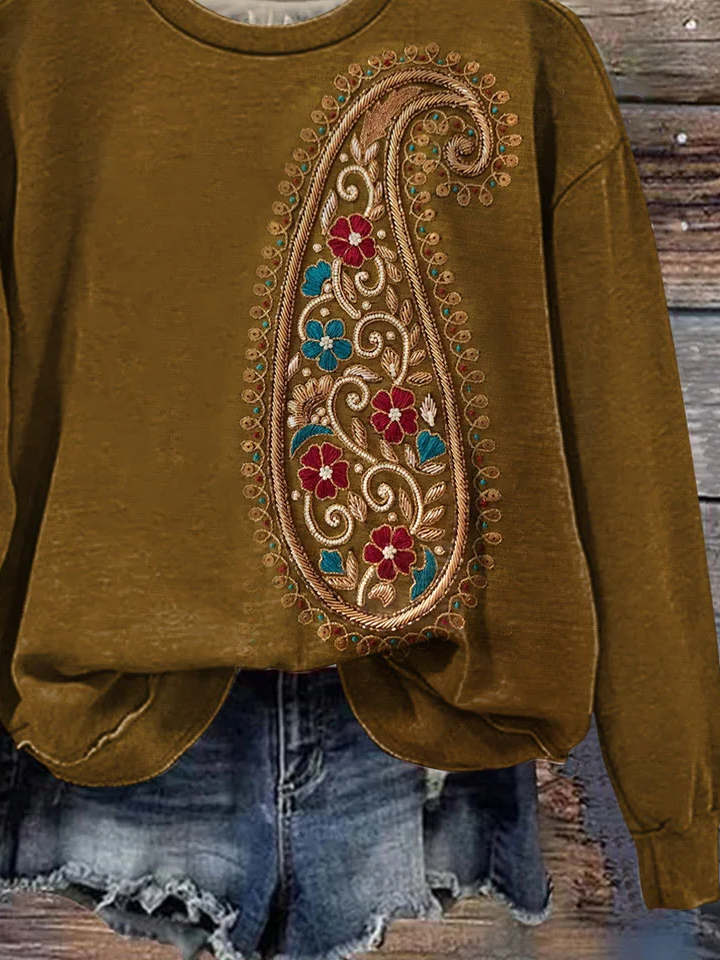 Loose Crew Neck Printing Casual Sweatshirt