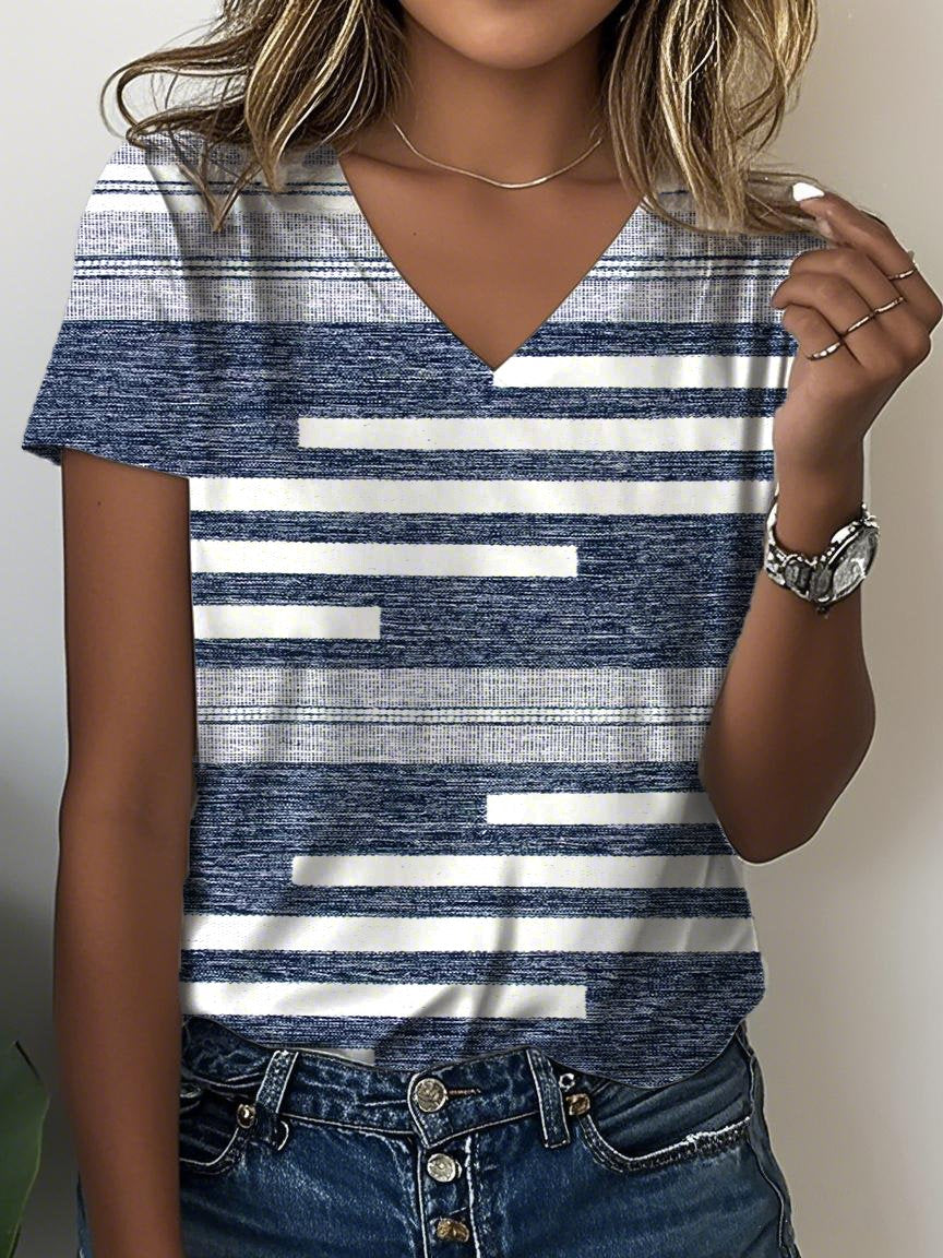 Striped Loose Jersey Casual T-Shirt