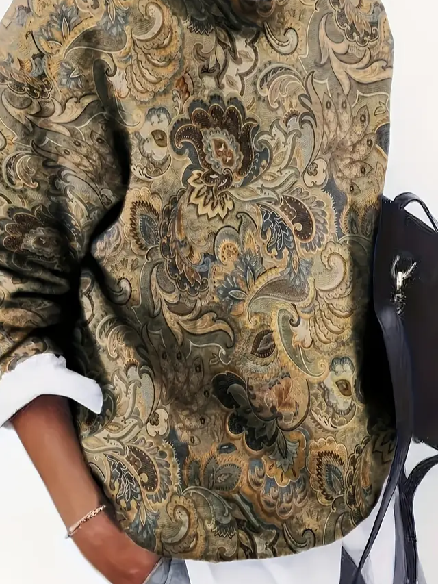 Women's Floral Print Casual Long Sleeve Crew Neck Sweater