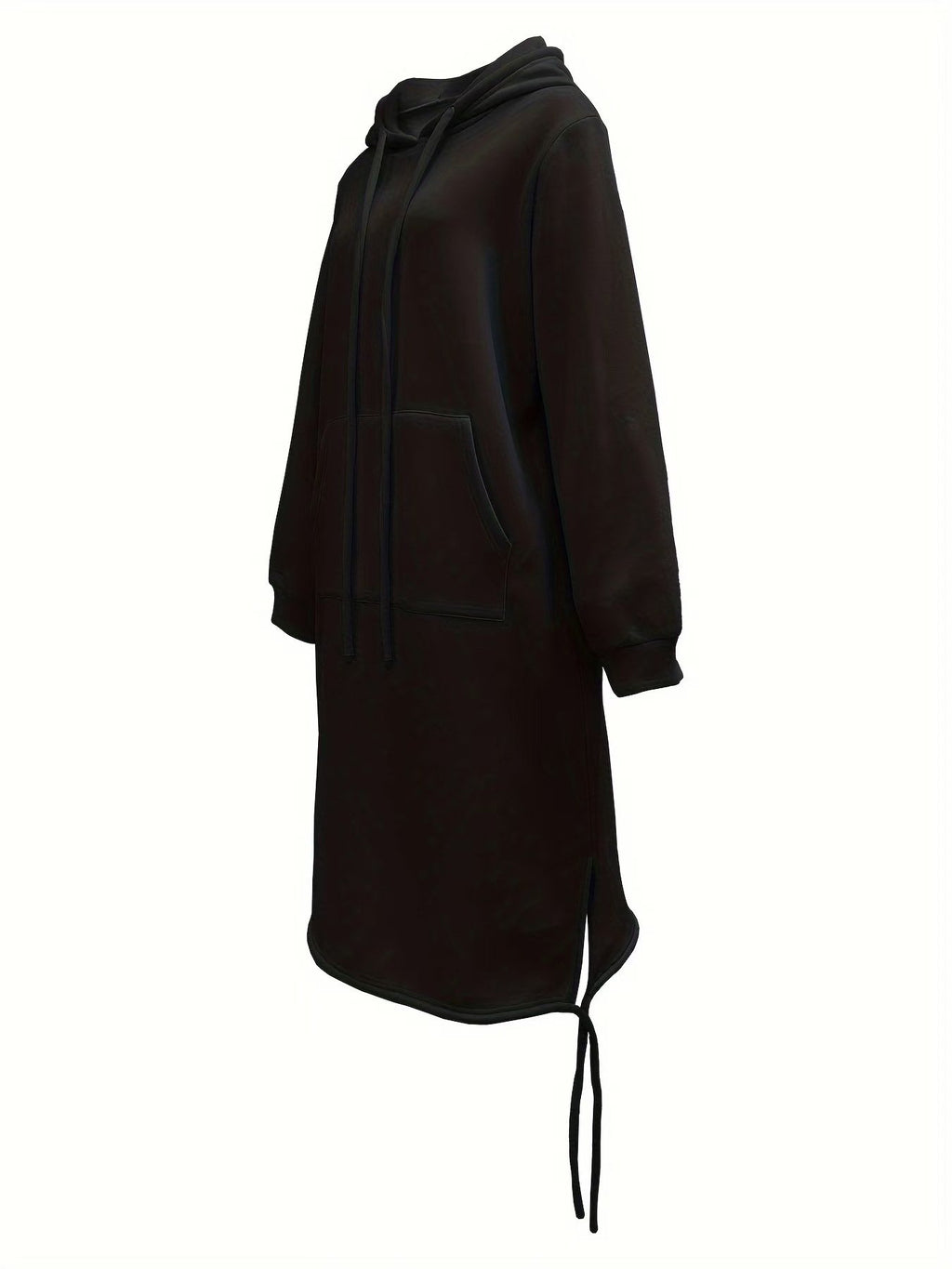 Women's Long Sleeve Spring/Fall Green Plain Split Joint Hooded Daily Going Out Vintage Maxi A-Line Hoodie Dress