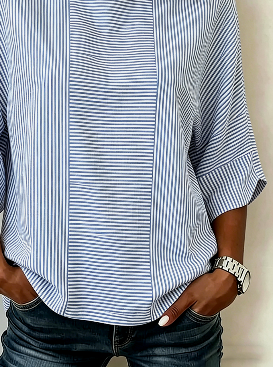 Striped Loose Casual Cotton And Linen Shirt