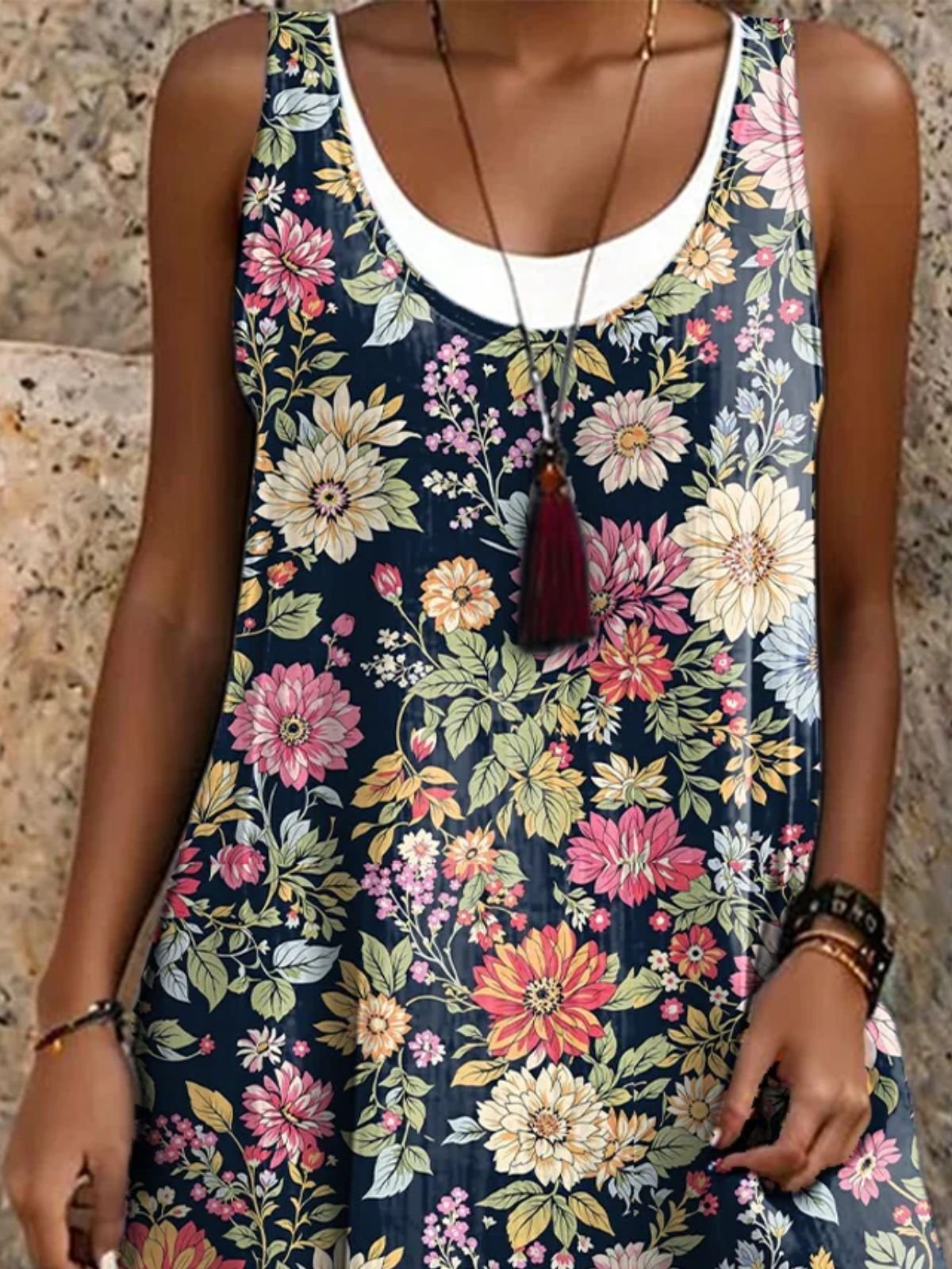 Casual Regular Fit Floral Dress With No