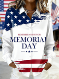 Others Casual Loose America Flag Shirt