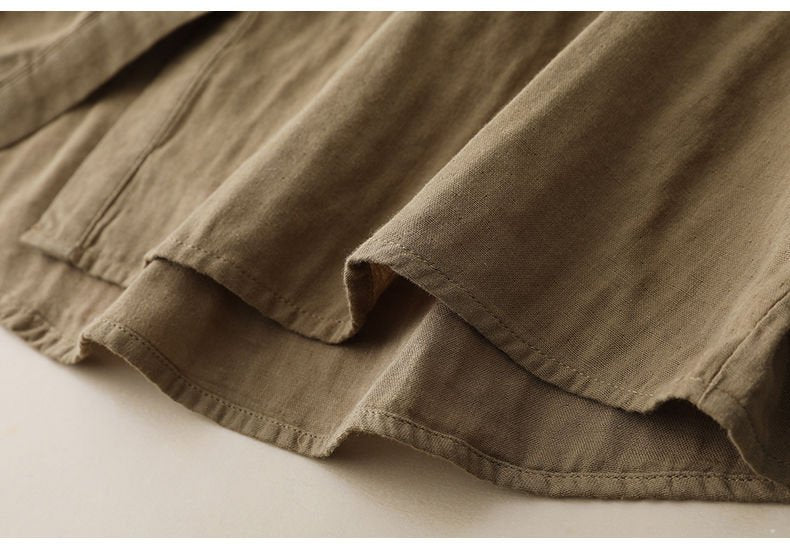 Shawl Collar Loose Plain Vintage Shirt