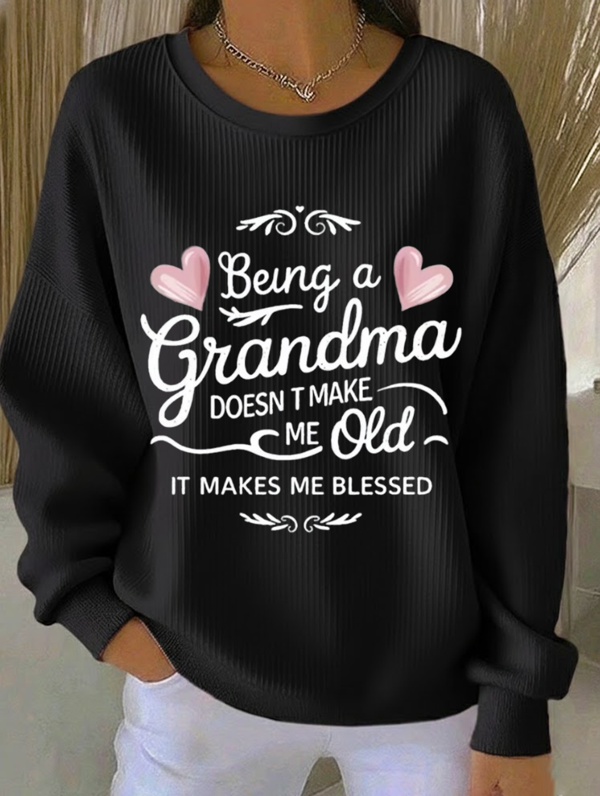 Crew Neck Printing Text Letters Casual Sweatshirt