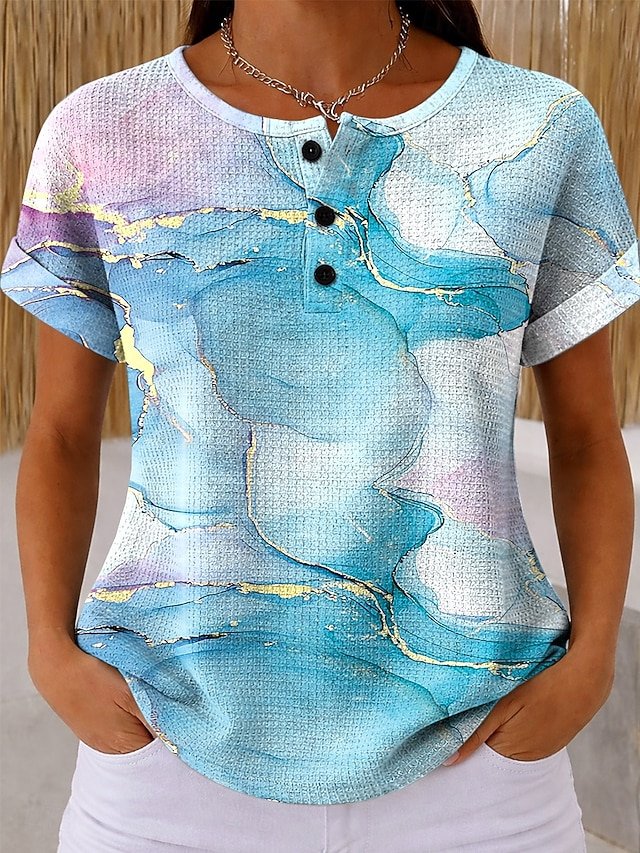 Others Gradient Pattern Casual Loose T-Shirt