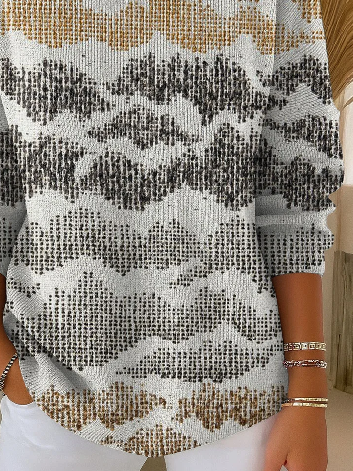 Abstract Crew Neck Simple Printing Sweater
