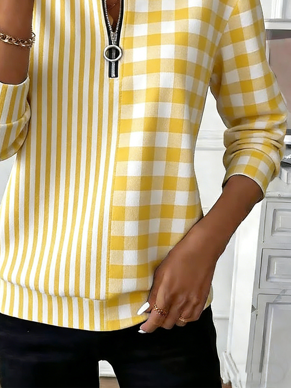 Casual Loose Crew Neck Striped Sweatshirt