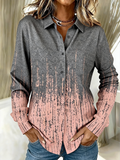 Shirt Collar Loose Gradient Pattern Casual Shirt