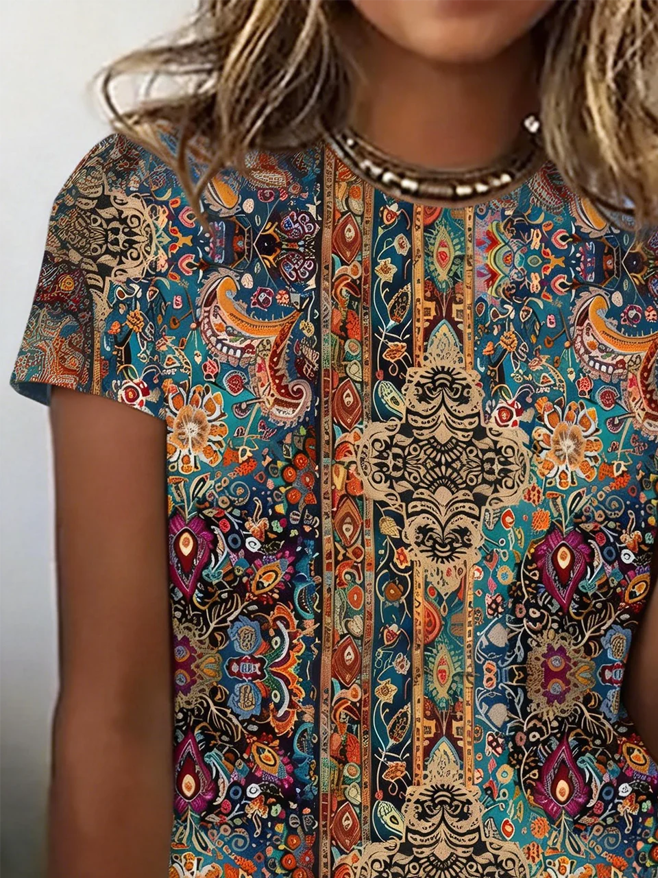Crew Neck Cotton Casual Striped T-Shirt