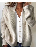 Women's Solid Color Long-Sleeved Sweater High Collar Autumn And Winter Jacquard Zipper Cardigan