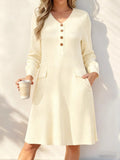 Casual Striped V Neck Knee Length Dress
