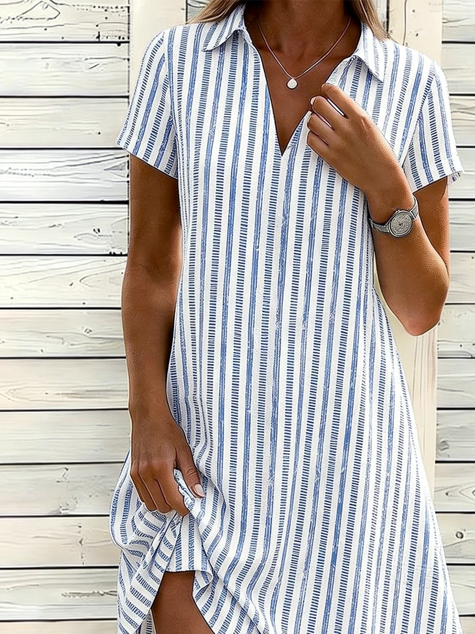 Elegant Loose Shirt Dress With No