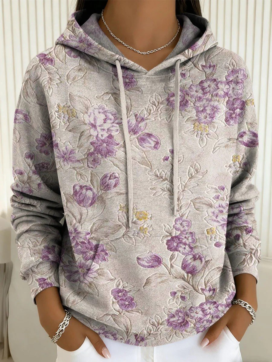 Women's Printed Casual Pocket Hooded Sweatshirt