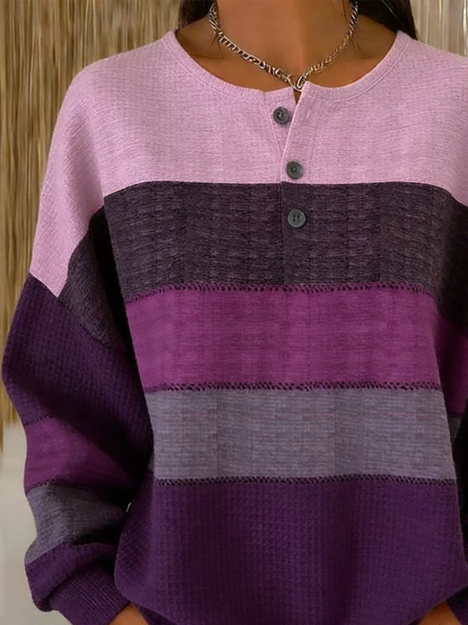 Multicolor Block Loose Casual Sweatshirt